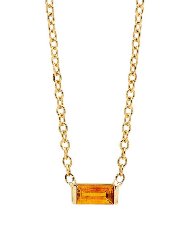 Womens Birthstones 14K Yellow Gold & Citrine Horizontal Baguette Necklace Product Image