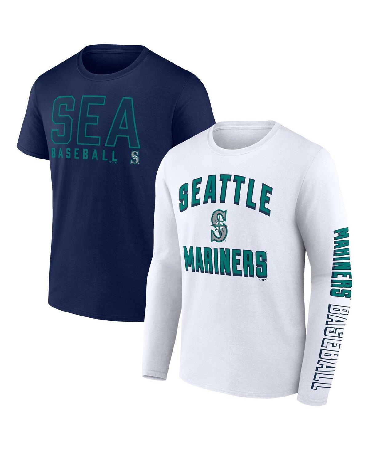 Mens Fanatics Branded /White Seattle Mariners Two-Pack Combo T-Shirt Set Blue Product Image