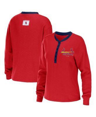 Womens Wear by Erin Andrews Red St. Louis Cardinals Waffle Henley Long Sleeve T-shirt Product Image