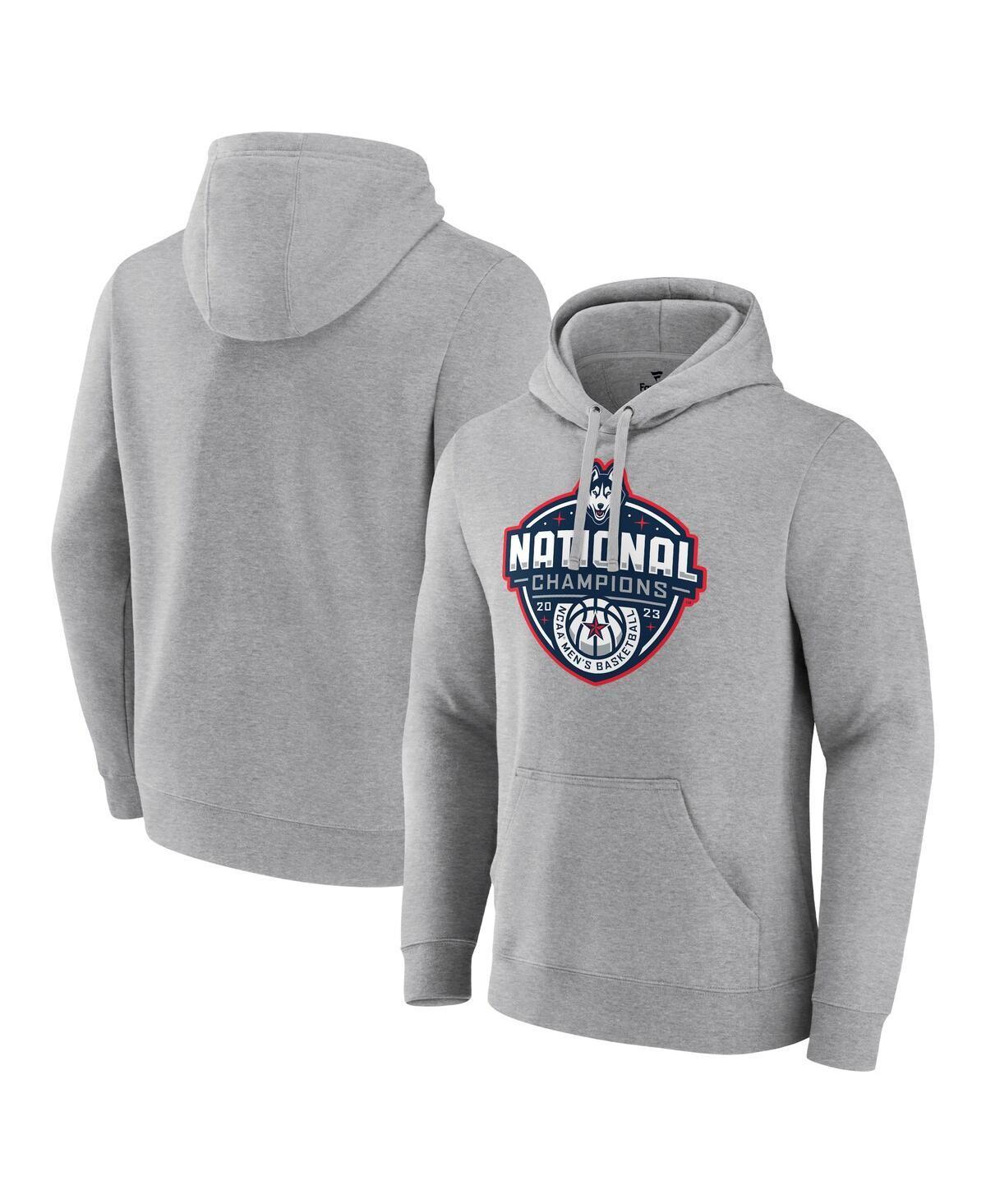 Mens Fanatics Gray UConn Huskies 2023 Ncaa Mens Basketball National Champions Logo Pullover Hoodie Product Image