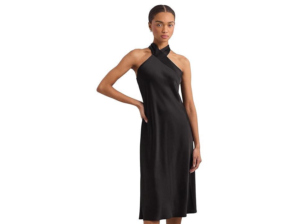 LAUREN Ralph Lauren Satin Charmeuse Halter Cocktail Dress Women's Dress Product Image