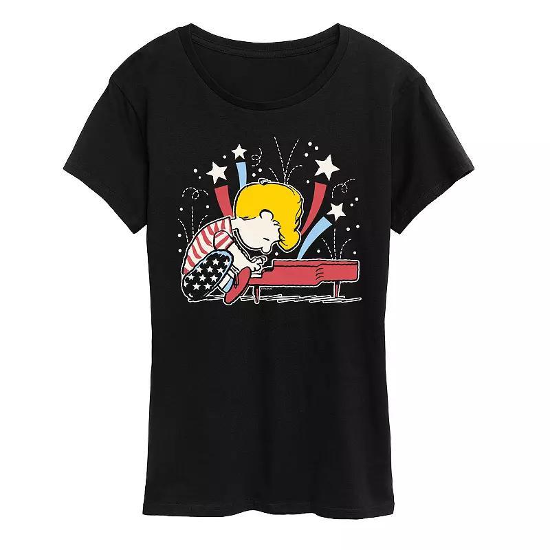 Womens Peanuts Schroeder Americana Graphic Tee Blue Product Image