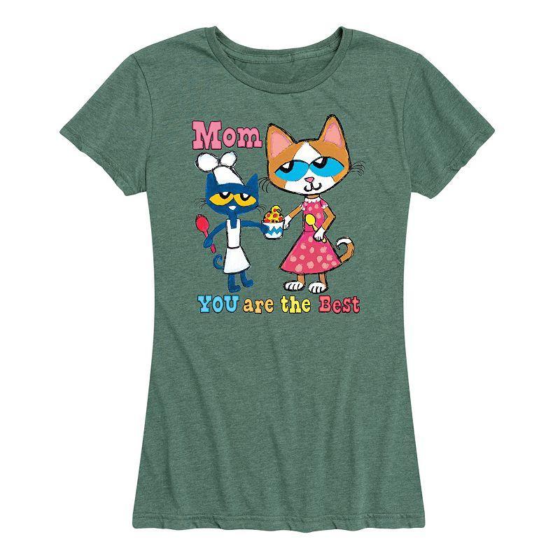 Womens Pete the Cat The Best Mom Graphic Tee Grey Green Product Image