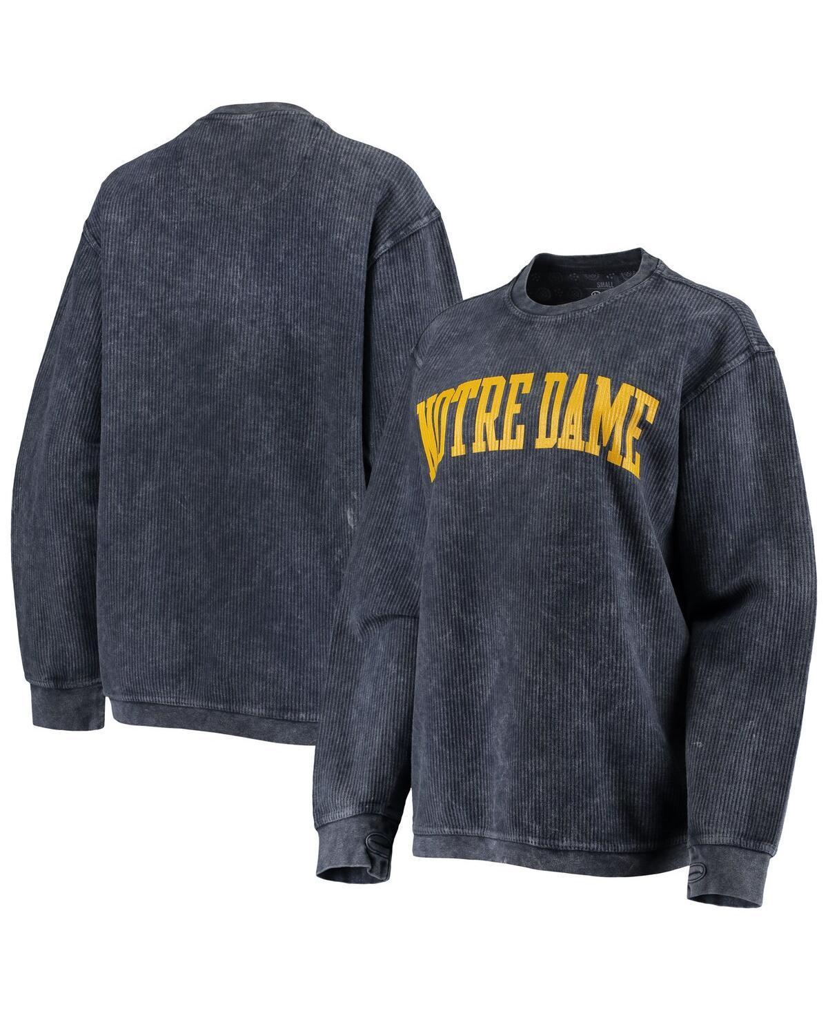 Womens Pressbox Notre Dame Fighting Irish Comfy Cord Vintage Wash Basic Arch Pullover Sweatshirt Blue Product Image