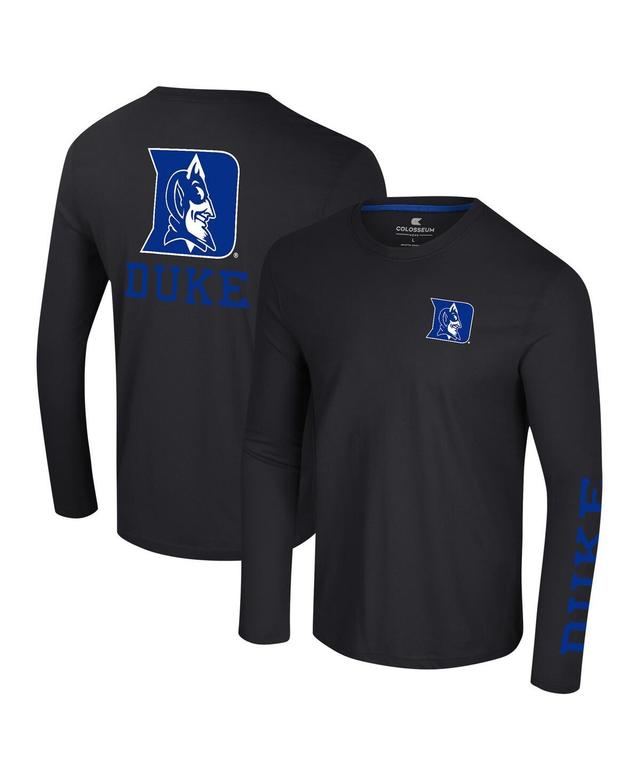 Colosseum Mens Black Duke Blue Devils Logo Lockup 3-Hit Active Blend Long Sleeve T-Shirt Product Image