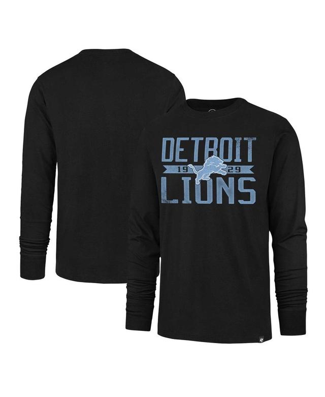 Mens 47 Brand Black Distressed Detroit Lions Wide Out Franklin Long Sleeve T-shirt Product Image