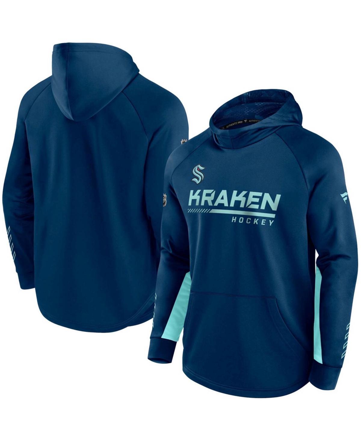 Mens Fanatics Deep Sea Blue Seattle Kraken Authentic Pro Locker Room Raglan Pullover Hoodie Product Image