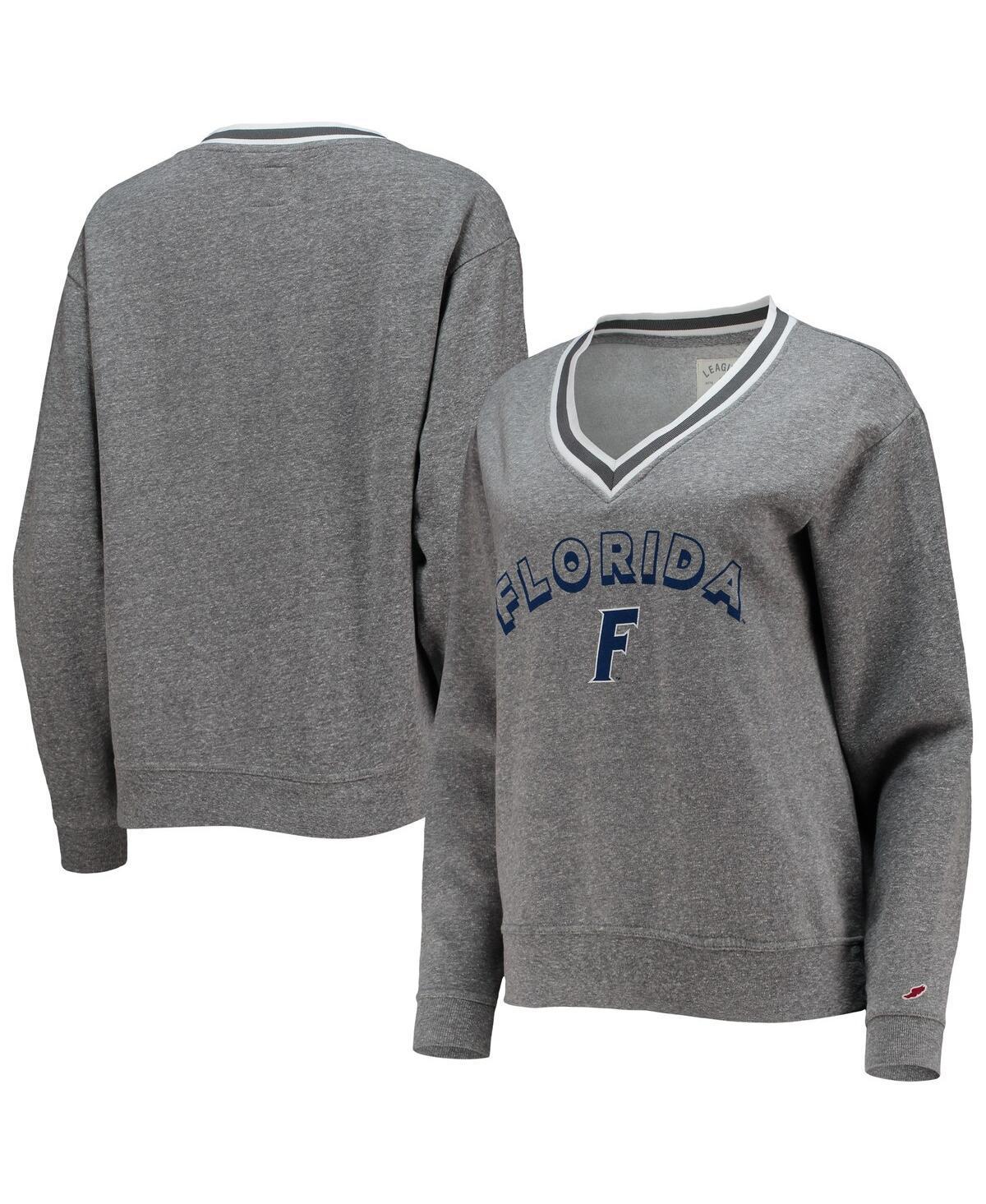 Womens League Collegiate Wear Heathered Gray Florida Gators Victory Springs Tri-Blend V-Neck Pullover Sweatshirt Product Image