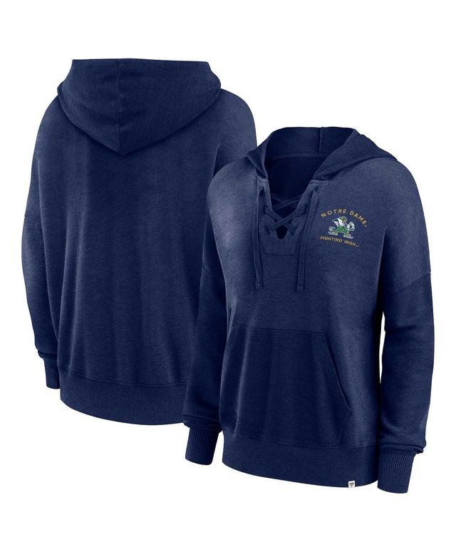 Womens Fanatics Heather Navy Notre Dame Fighting Irish Campus Lace-Up Pullover Hoodie Product Image