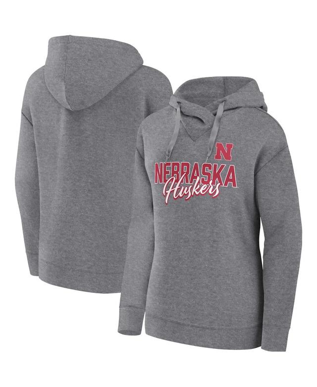 Womens Fanatics Heather Gray Nebraska Huskers Script Favorite Pullover Hoodie Product Image