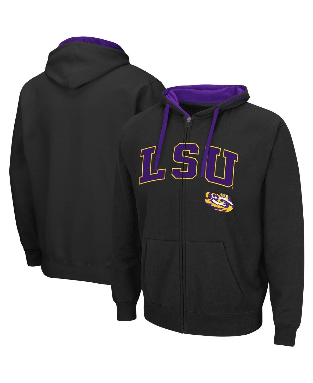 Mens Colosseum Black Lsu Tigers Big and Tall Full-Zip Hoodie Product Image