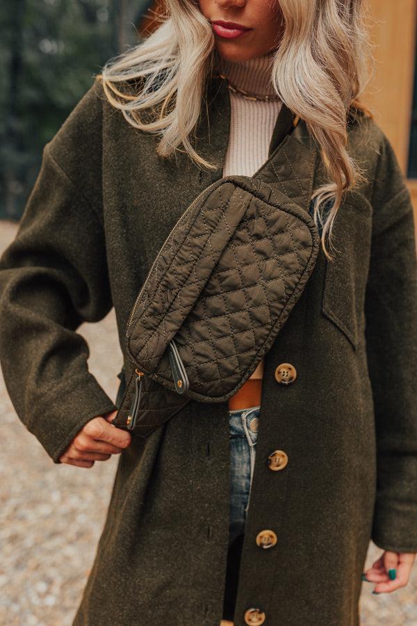 Clean Slate Quilted Fanny Pack In Army Green Product Image