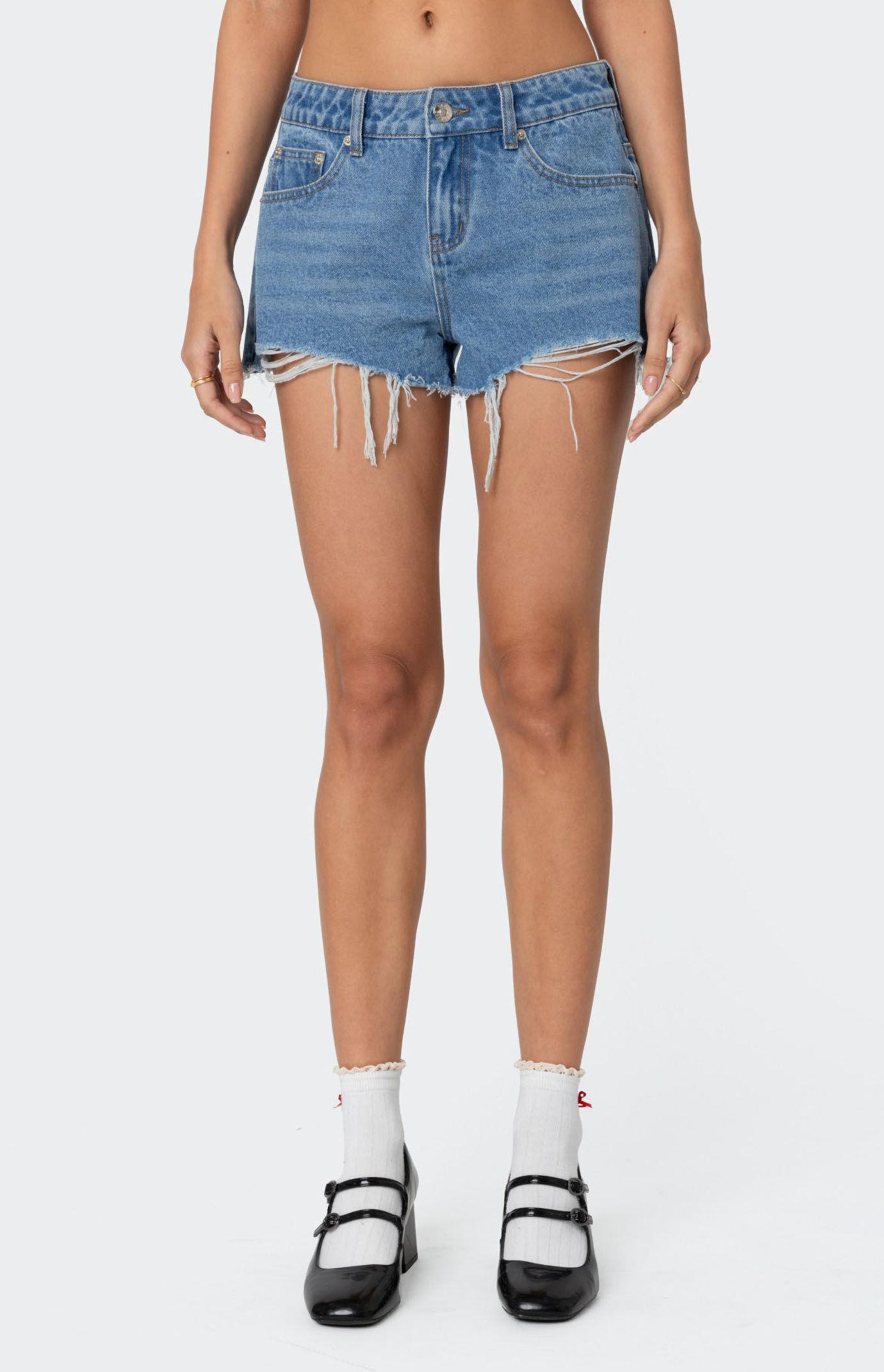 Edikted Women's Fern Mid Rise Denim Shorts Product Image