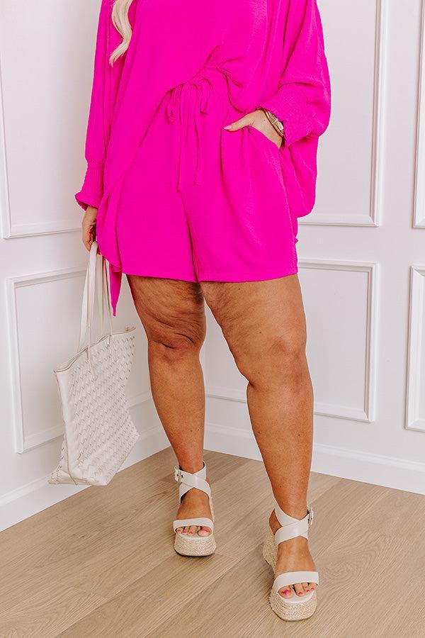 Boardwalk Bliss High Waist Shorts in Hot Pink Curves Product Image