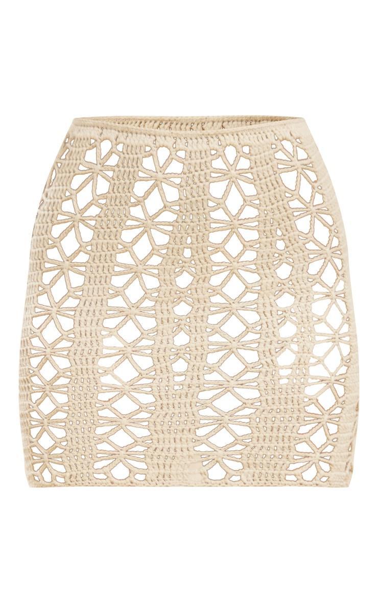 Cream Flower Contrast Crochet Mini Skirt Product Image