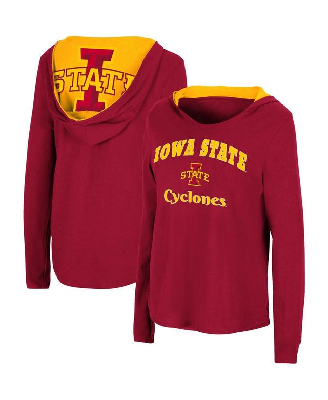 Womens Colosseum Cardinal Iowa State Cyclones Catalina Hoodie Long Sleeve T-shirt Product Image