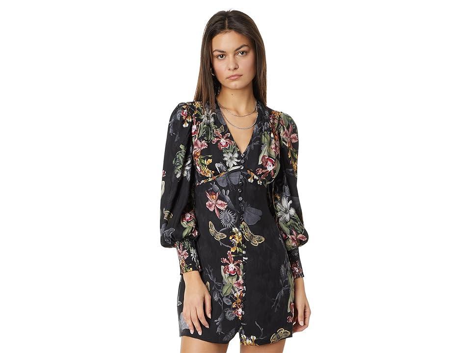 AllSaints Auden Sanibel Floral & Floral Jacquard Long Sleeve Dress Product Image