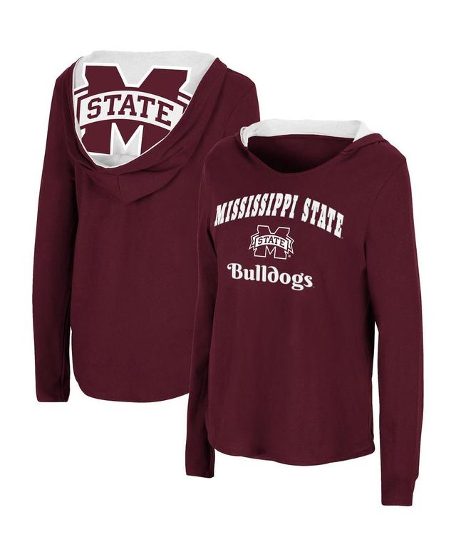 Womens Colosseum Maroon Mississippi State Bulldogs Catalina Hoodie Long Sleeve T-Shirt Product Image