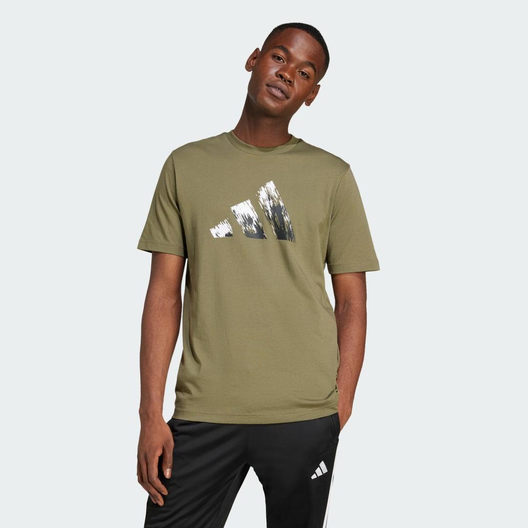 adidas Lounge Painted Graphic Tee Olive Strata L Mens Product Image