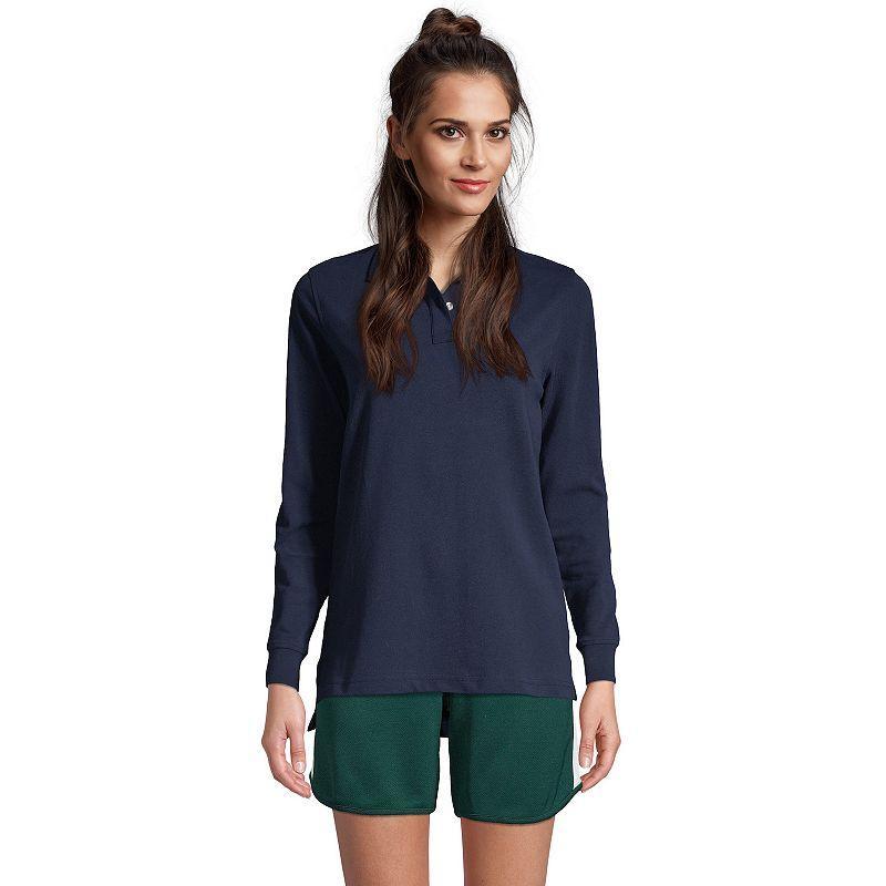 Womens Lands End School Uniform Long Sleeve Mesh Polo Shirt Product Image