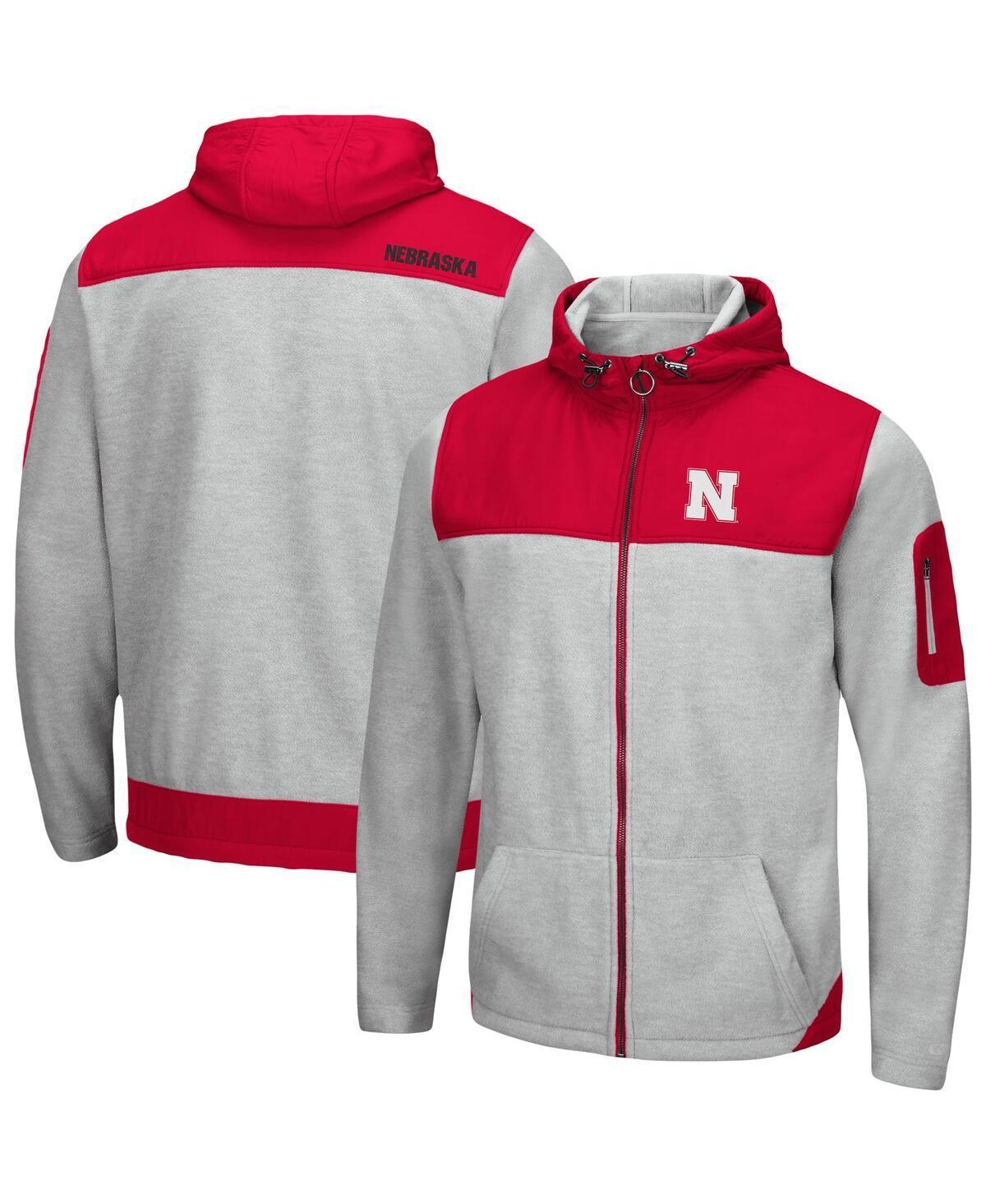 Mens Colosseum Heather Gray/Black Iowa Hawkeyes Schwartz Lightweight Full-Zip Hoodie Product Image