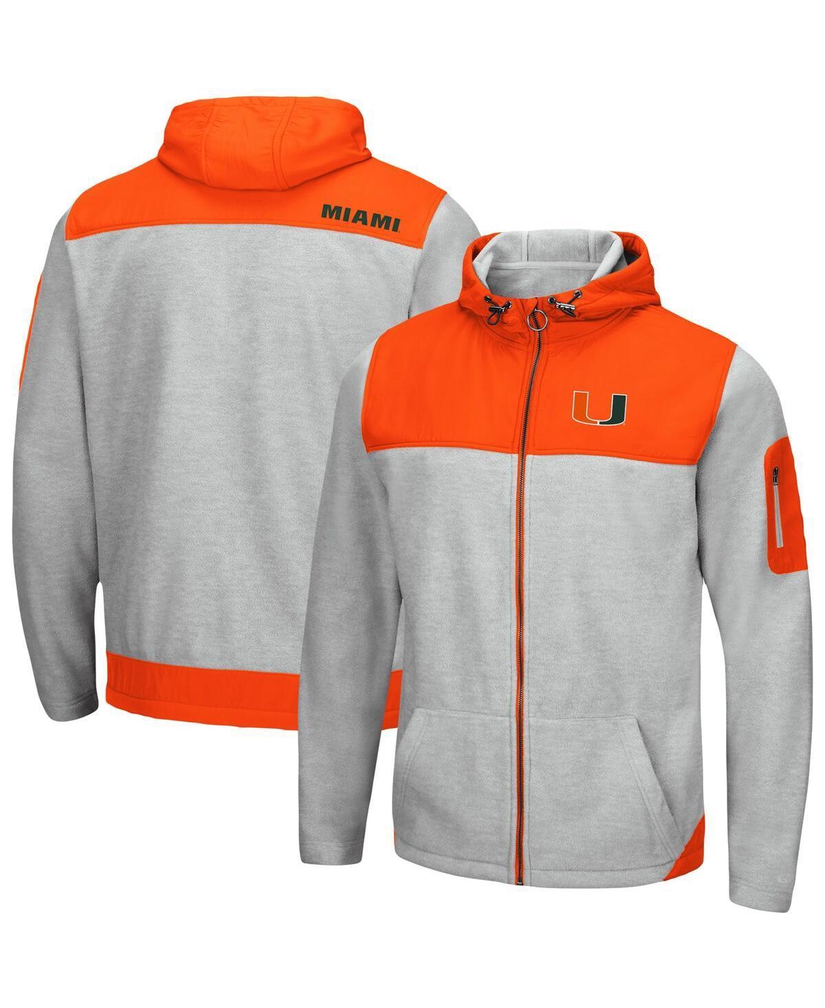 Mens Colosseum Heathered Gray Miami Hurricanes Schwartz Full-Zip Hoodie - Heathered Gray Product Image