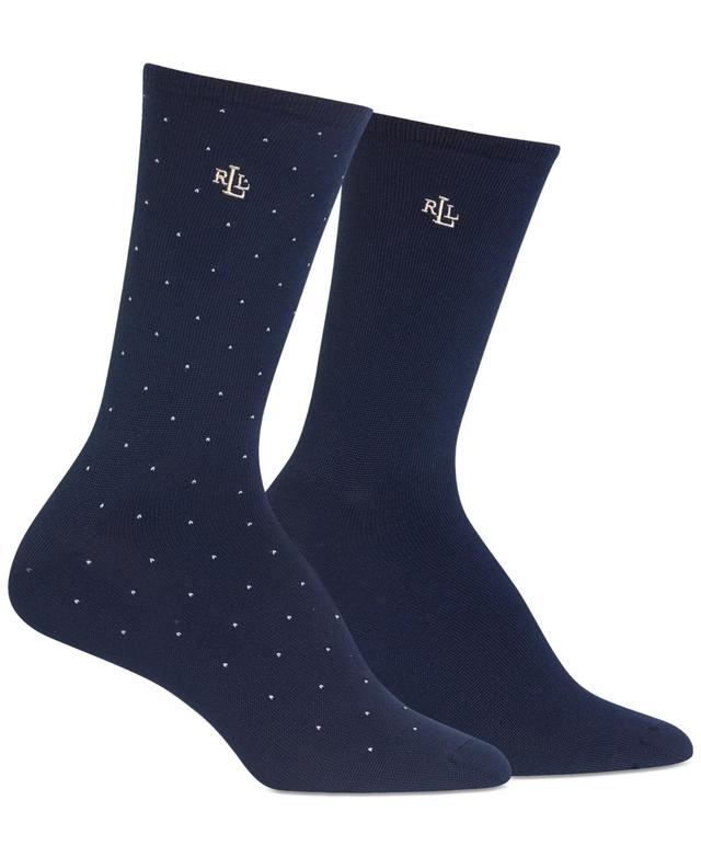 Lauren Ralph Lauren Womens Supersoft Pindot Trouser Socks 2 Pack - Navy Product Image