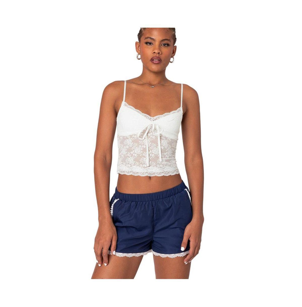 Edikted Womens Cami Sheer Lace Tank Top Product Image