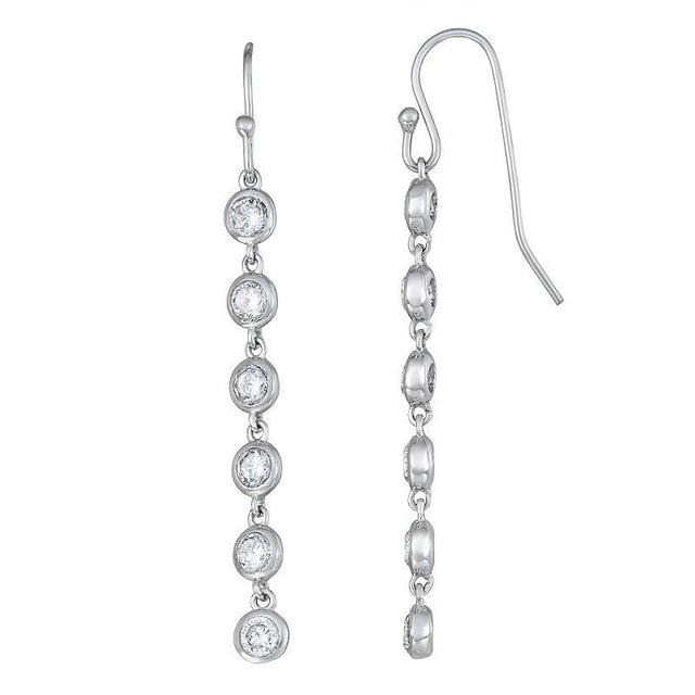 Sterling Silver Cubic Zirconia Linear Dangle Earrings, Womens Product Image