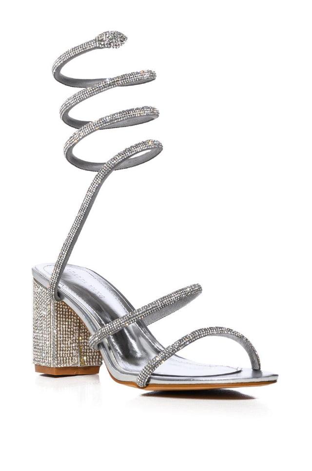 AZALEA WANG SOLEDAD EMBELLISHED COIL SANDAL IN SILVER Product Image