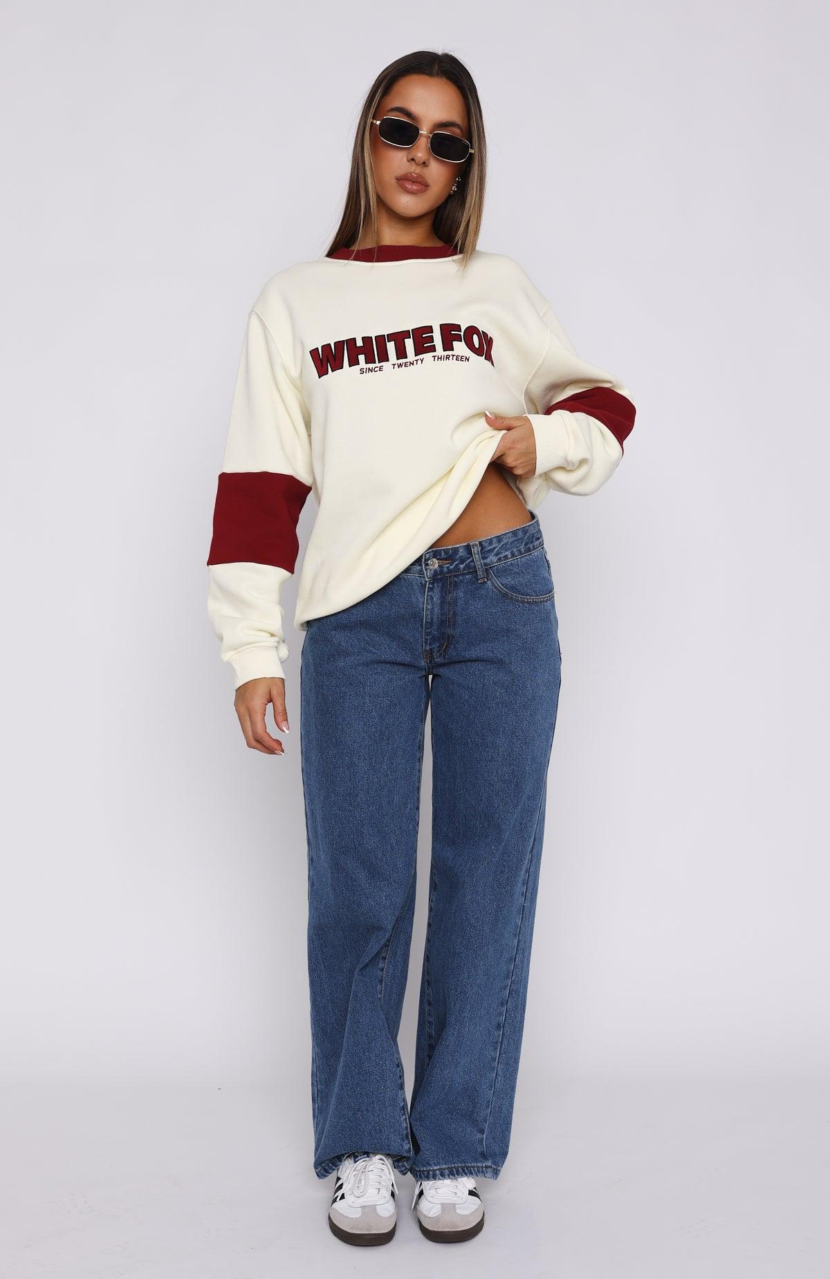 Let It Be Known Oversized Sweater Cream/Red Product Image