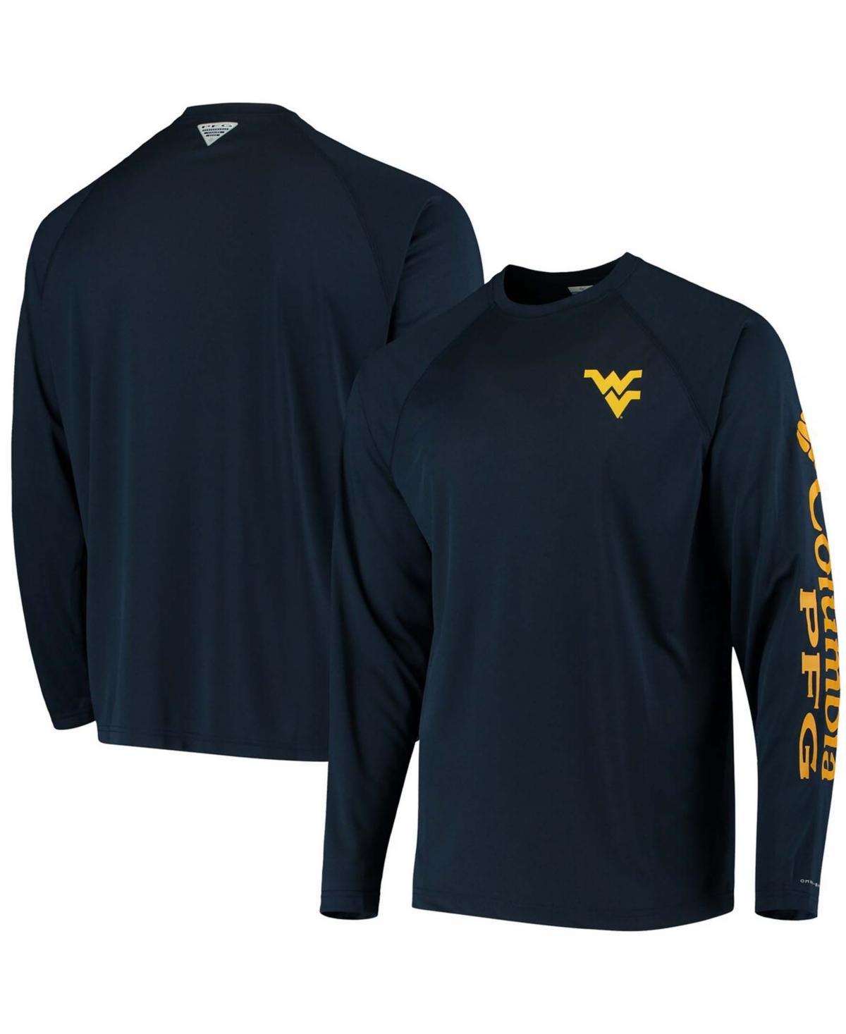 Mens Columbia West Virginia Mountaineers Terminal Tackle Omni-Shade Raglan Long Sleeve T-Shirt Blue Product Image