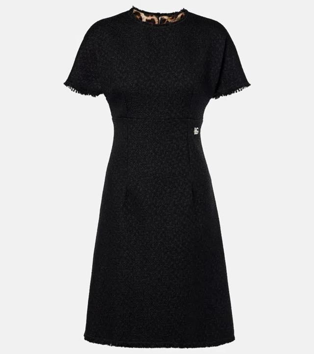 DOLCE & GABBANA Tweed Short Sleeves Dress In Black   Product Image