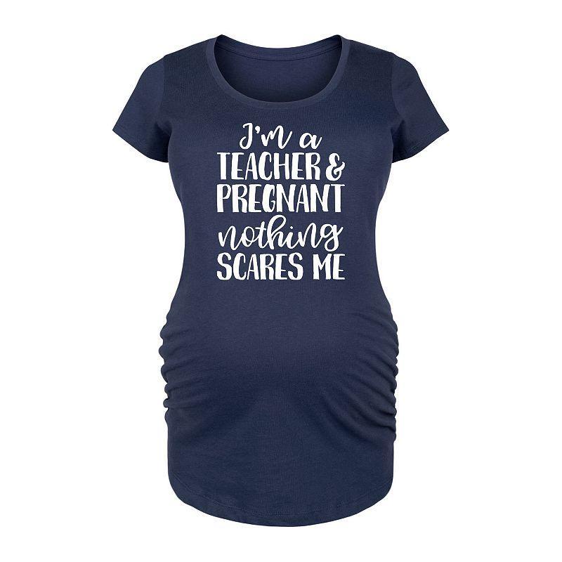 Maternity Im A Teacher And Pregnant Graphic Tee, Girls Blue Product Image