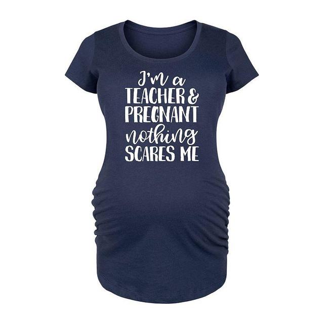 Maternity Im A Teacher And Pregnant Graphic Tee, Girls Blue Product Image