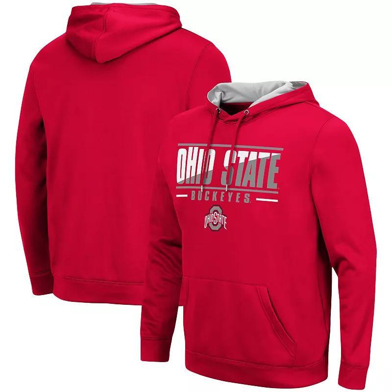 Mens Colosseum Scarlet Ohio State Buckeyes Slash Stack 2.0 Pullover Hoodie Red Product Image