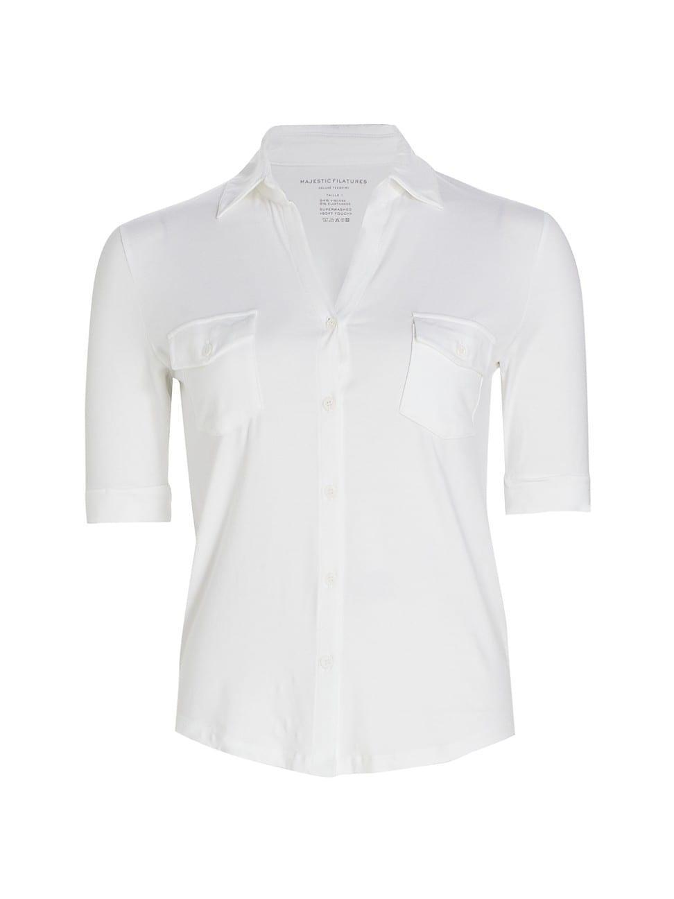 Womens Soft Touch Elbow-Sleeve Pocket Shirt Product Image