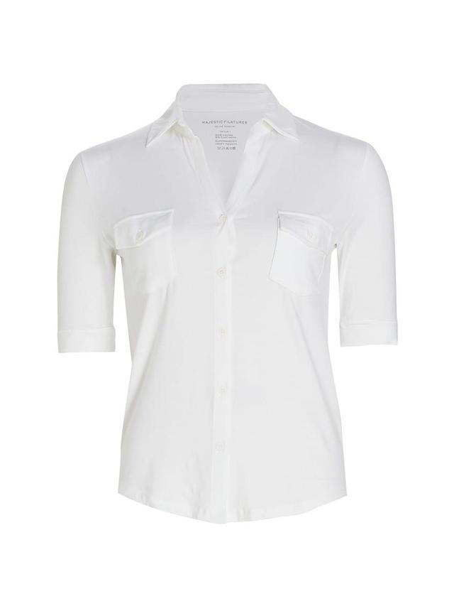 Womens Soft Touch Elbow-Sleeve Pocket Shirt Product Image