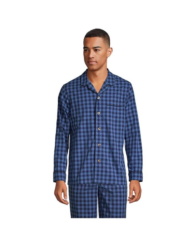 Big & Tall Lands End Broadcloth Pajama Sleep Shirt, Mens Blue Product Image