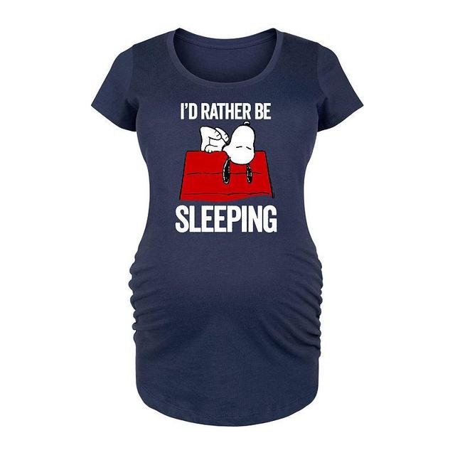 Maternity Peanuts Snoopy Still Sleeping Graphic Tee, Womens Grey Gray Product Image