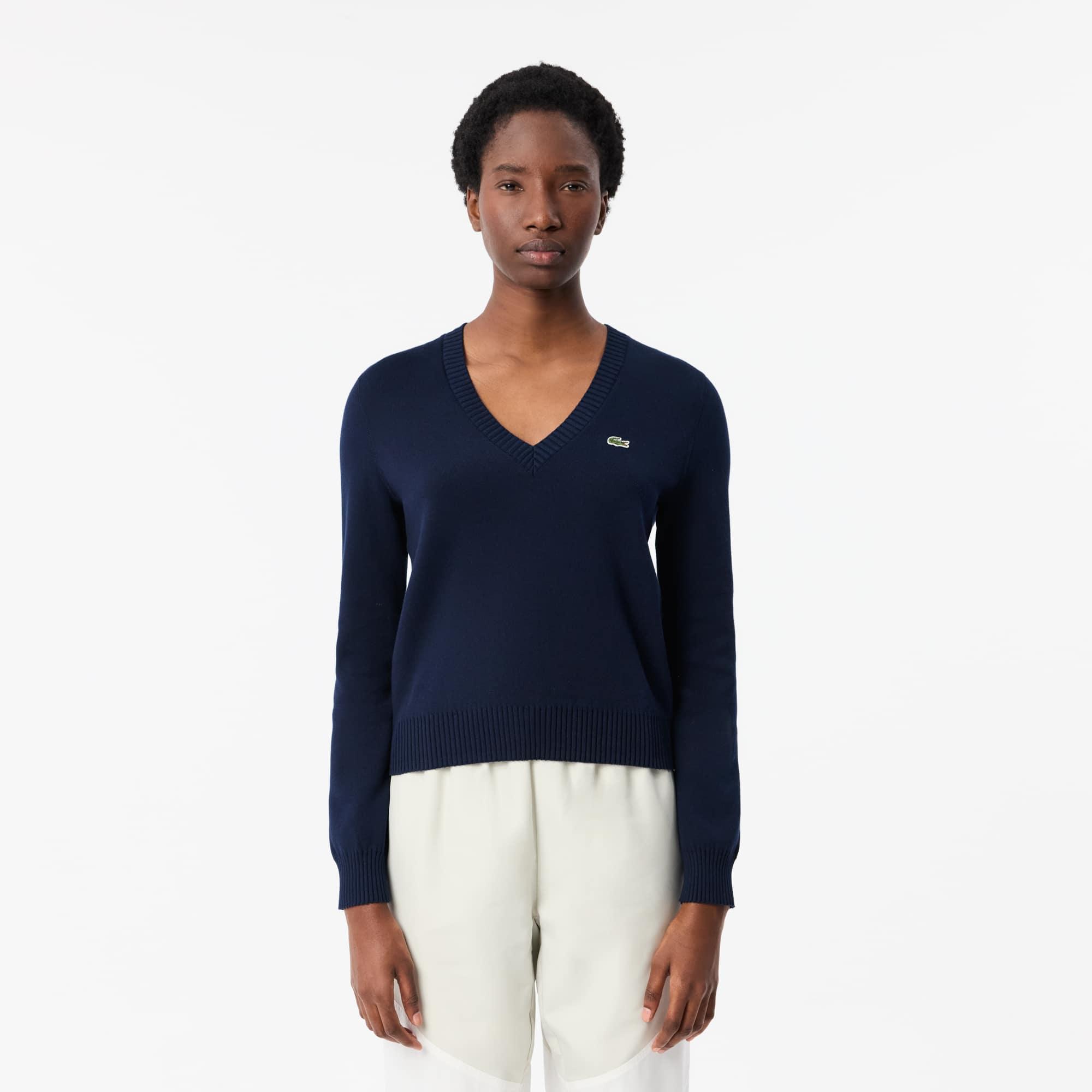 V Neck Sweater in Double Sided Cotton Product Image