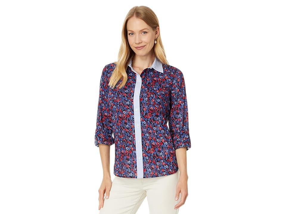 Tommy Hilfiger Floral Roll Tab (Sky Captain/Scarlet) Women's Clothing Product Image