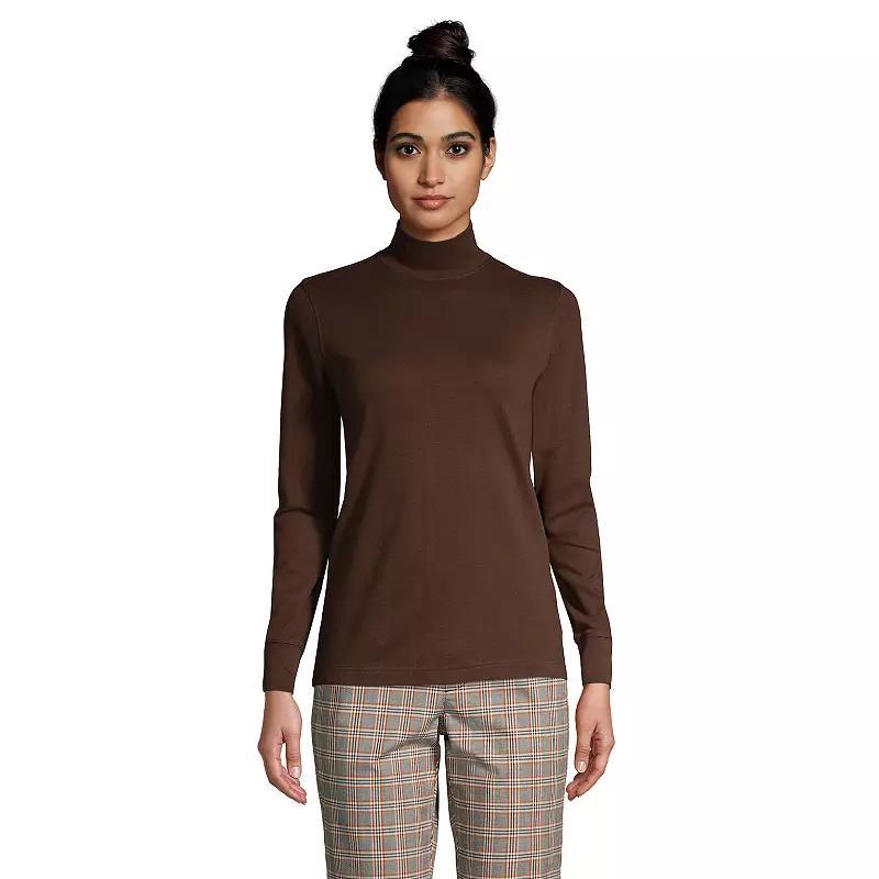 Petite Lands End Relaxed Long Sleeve Mockneck Top, Womens Product Image