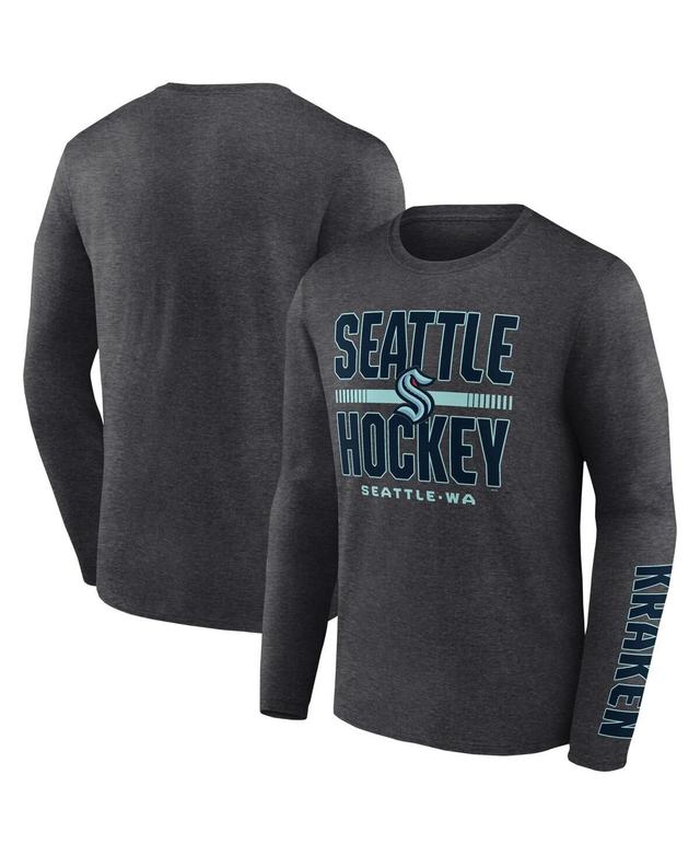 Mens Fanatics Branded Heather Charcoal Seattle Kraken Power Play Combo Long Sleeve T-Shirt Product Image