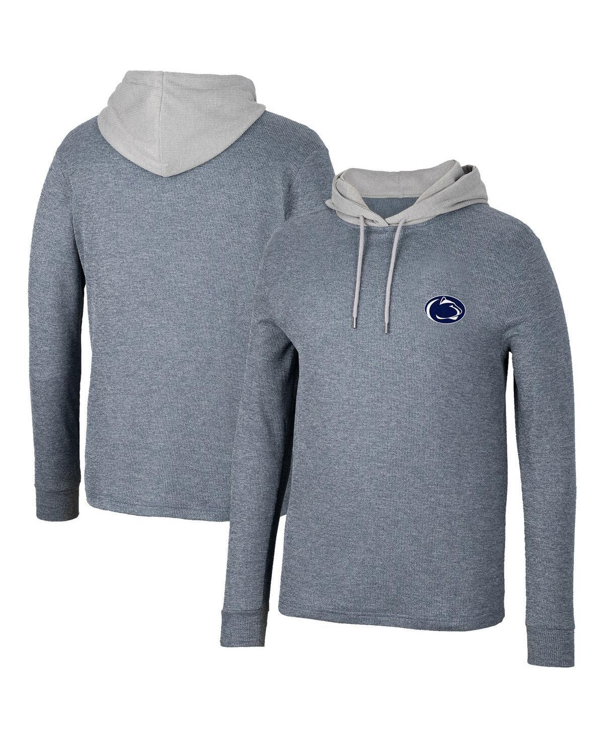 Mens Colosseum Penn State Nittany Lions Ballot Waffle-Knit Thermal Long Sleeve Hoodie T-Shirt Blue Product Image