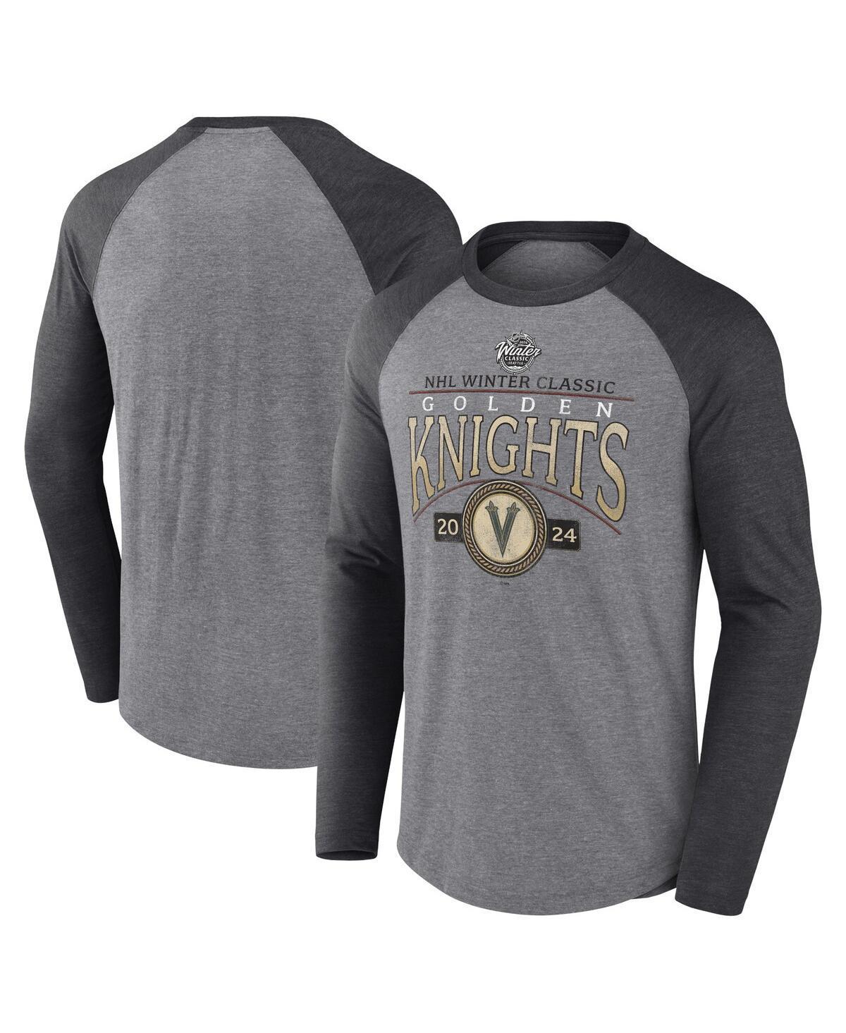 Mens Fanatics Branded Heather Gray Vegas Golden Knights 2024 NHL Winter Classic Distressed Tri-Blend Long Sleeve T-Shirt Product Image