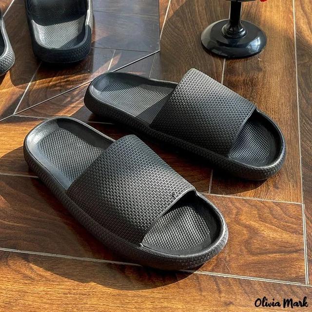 Olivia Mark – New super soft thick bottom sandals summer home bathroom simple open sandals Product Image