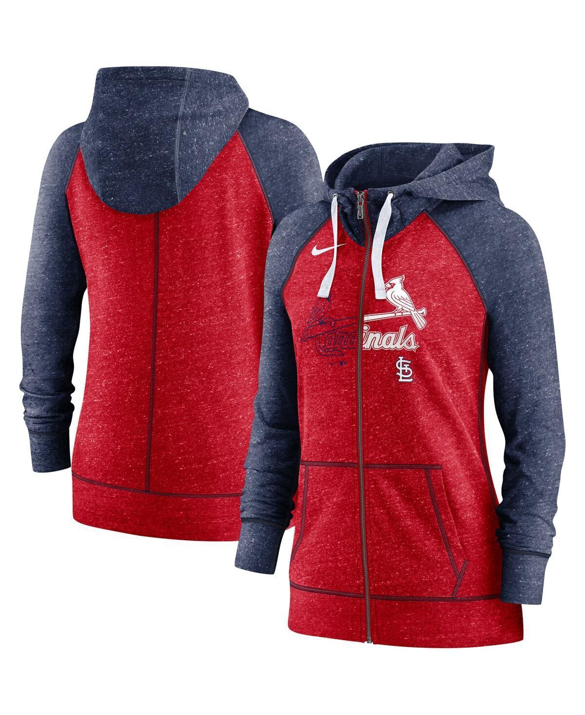 Womens Nike Heather /Heather Navy St. Louis Cardinals Split Wordmark Gym Vintage Raglan Lightweight Full-Zip Hoodie Product Image