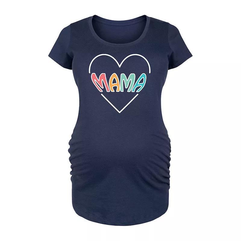 Maternity Mama Heart Graphic Tee, Womens Blue Product Image