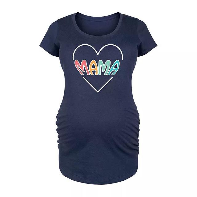 Maternity Mama Heart Graphic Tee, Womens Blue Product Image